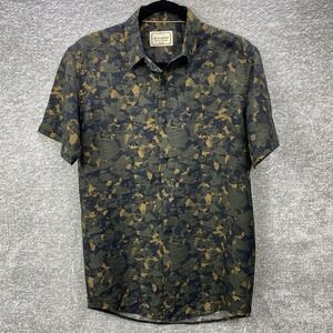 Magman Mens Medium Abstract Camo Button Down Shirt Short Sleeve‎